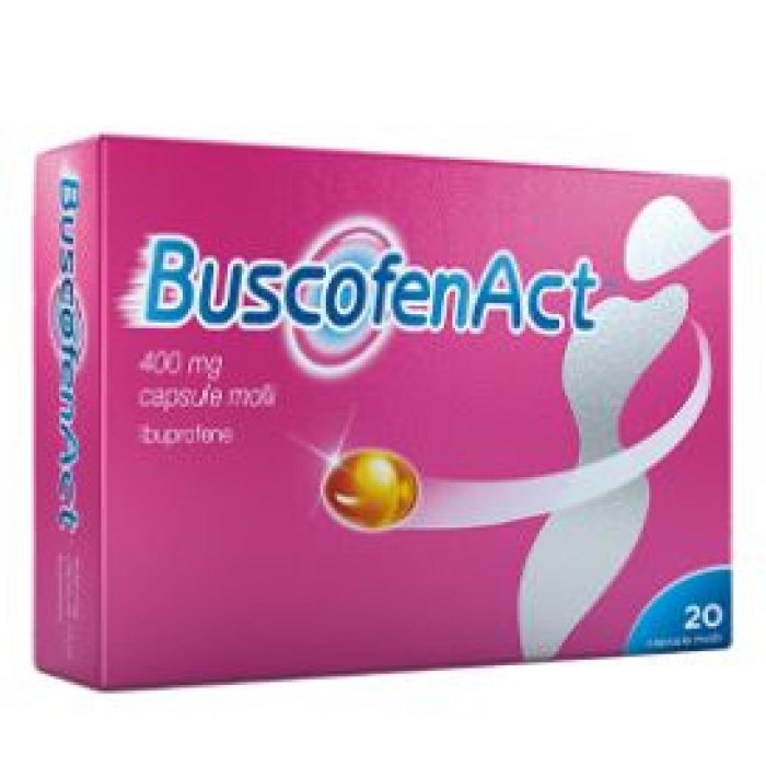 BuscofenAct 400 mg Con Ibuprofene Analgesico Contro Dolori Forti mestruali 20 Capsule Molli